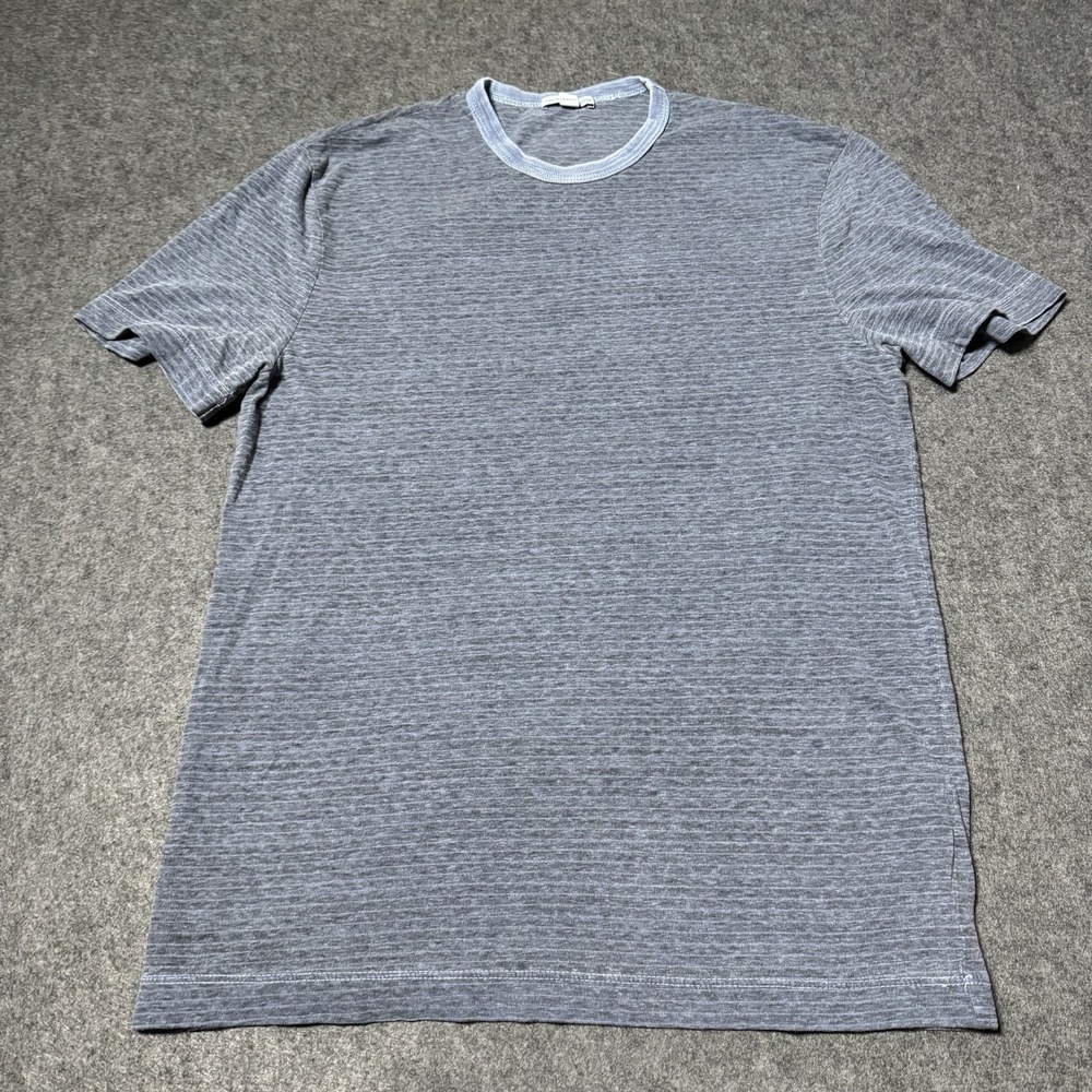 James Perse Shirt Mens 1 Small Blue Striped Casual‎ Tee Cotton Blend Crewneck